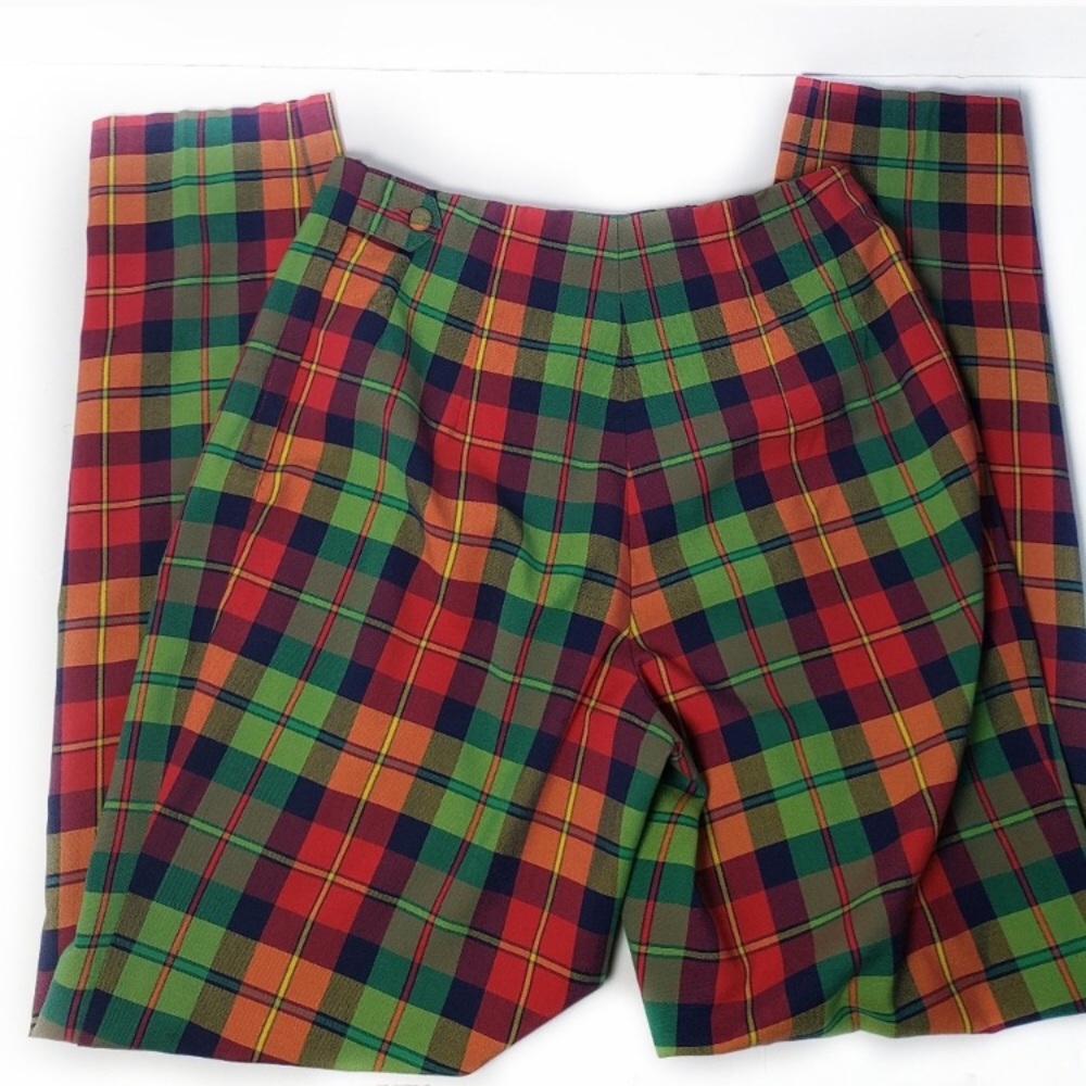 Vintage The Limited Plaid Colorful Red Green Pants